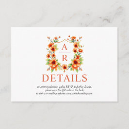 Sinaasbloemkleurige bloemenkroon en QR-code bloemi Informatiekaartje