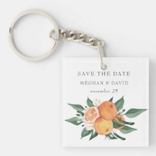 Sinaasbloesem Citroen Botanische 'Save the Date' Sleutelhanger