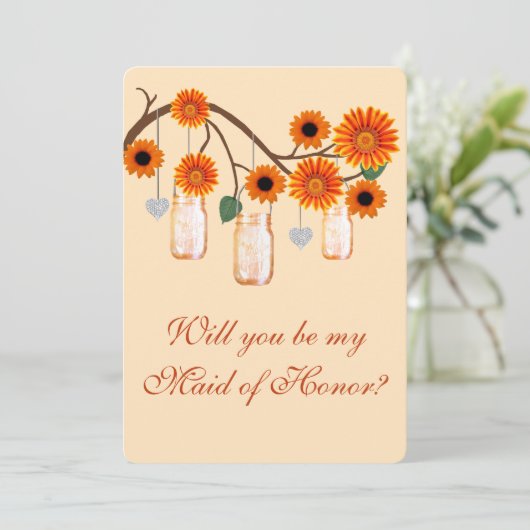 Sinaasbloesem metsontepot bruidsmeisje kaart (Staand voorkant)