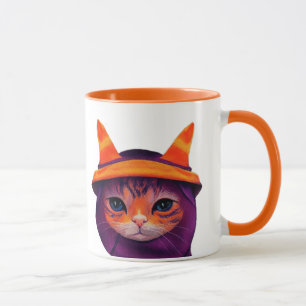 Sinaasgele kat met heksenhoed Halloween Mok
