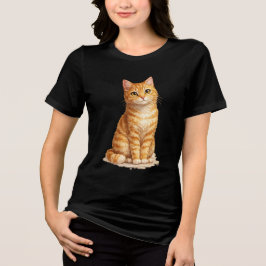 Sinaasgele Oranje Tabby Kat Clipart Tri-Blend Shirt