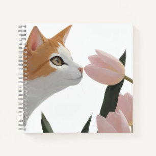 Sinaasgele Oranje Tabby Kat Tulpenliefde Notitieboek