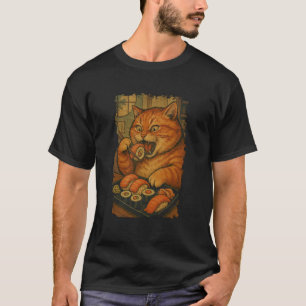 Sinaasgele Oranje Tabbykat Eet Sushi Japanse Vinta T-shirt