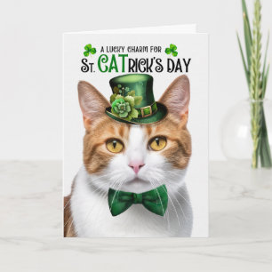 Sinaasgele Oranje Tabbykat St. Patrick's Day Geluk Feestdagen Kaart