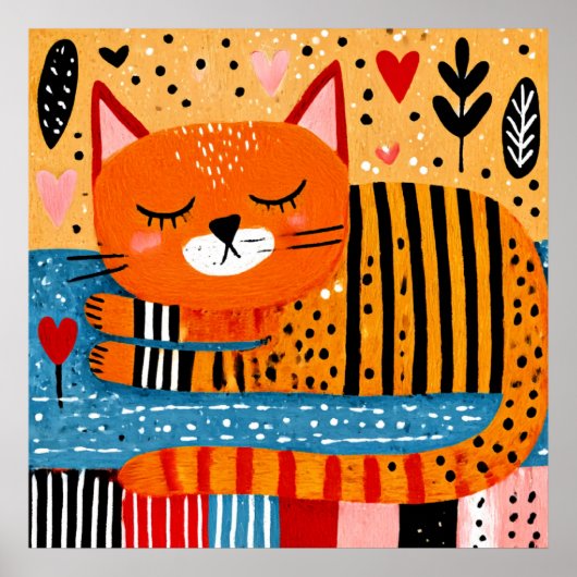 Sinaasgele Tabbykat, kleurrijk ontwerp, Poster (Voorkant)