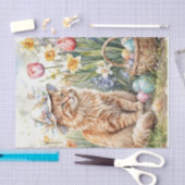 Sinaasgestreepte kat in hoed Pasen-mand Tissuepapier (Craft)