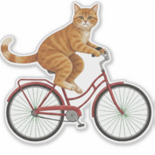 Sinaasgestreepte kat op een fiets sticker