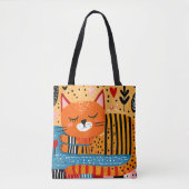 Sinaasgestreepte kat tote bag (Voorkant)