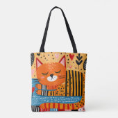 Sinaasgestreepte kat tote bag (Achterkant)