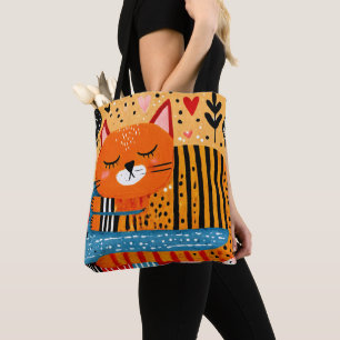 Sinaasgestreepte kat tote bag