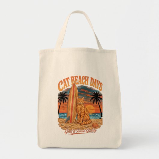 Sinaasgestreepte Surfkat Tote Bag (Voorkant)