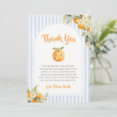 Sinaasje citrus babyshower bedankkaart (Staand voorkant)