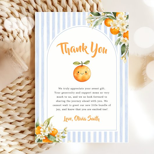 Sinaasje citrus babyshower bedankkaart