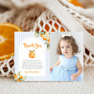 Sinaasje citrus babyshower foto dankkaart