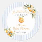 Sinaasje citrus kleine schatje babyshower sticker (Voorkant)