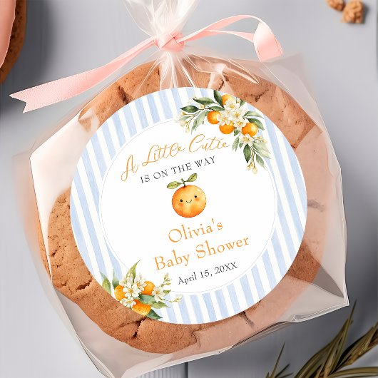 Sinaasje citrus kleine schatje babyshower sticker