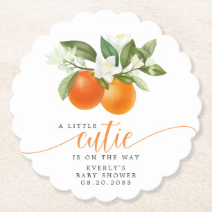 Sinaasje citrus kleine schatje op komst baby showe kartonnen onderzetters