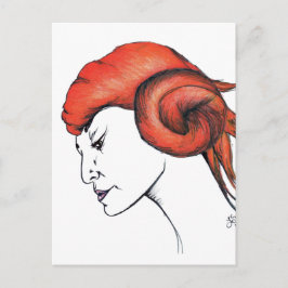 Sinaasje Oranje Haard Vrouw Portret Pop Art Briefkaart