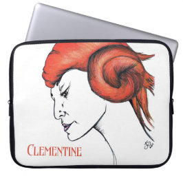 Sinaasje sinaasappelharige vrouw portret popart laptop sleeve