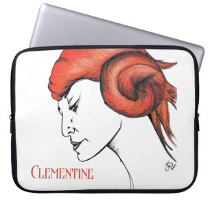 Sinaasje sinaasappelharige vrouw portret popart laptop sleeve