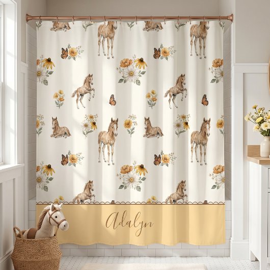Sinaaspaard Wilde Bloem Monogram Patroon Douchegordijn