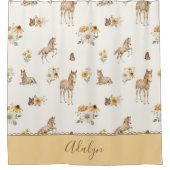 Sinaaspaard Wilde Bloem Monogram Patroon Douchegordijn (Voorkant)