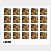 Sinaaspoes Kat In een Thanksgiving Hoorn des Overv Vierkante Sticker (Vel)
