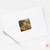 Sinaaspoes Kat In een Thanksgiving Hoorn des Overv Vierkante Sticker (Envelop)