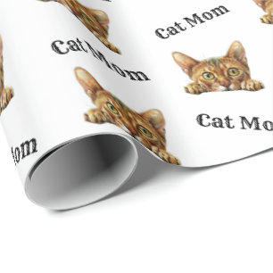 Sinaaspoes Moeder Waterverf Abessijns Patroon Cadeaupapier