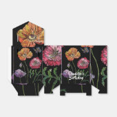 Sinaasrode klaproos op Zwarte bloemige Verjaardags Bedankdoosjes (Uitgevouwen)