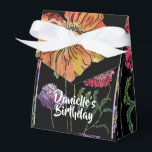 Sinaasrode klaproos op Zwarte bloemige Verjaardags Bedankdoosjes<br><div class="desc">Sinaasrode klaproos op Zwarte Watercolor bloemige Verjaardagstaartdoos. Een prachtig product gemaakt van mijn originele watercolor schilderijen.</div>