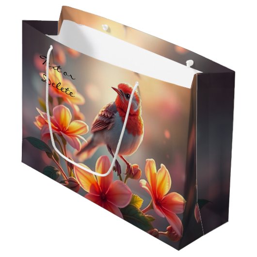 Sinaasvogel bloemengeschenkzak groot cadeauzakje (Voorkant Gekanteld)
