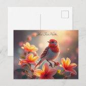 Sinaasvogel bloemkaart briefkaart (Voorkant / Achterkant)