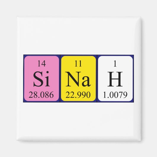 Sinah periodiek table name magnet (Voorkant)