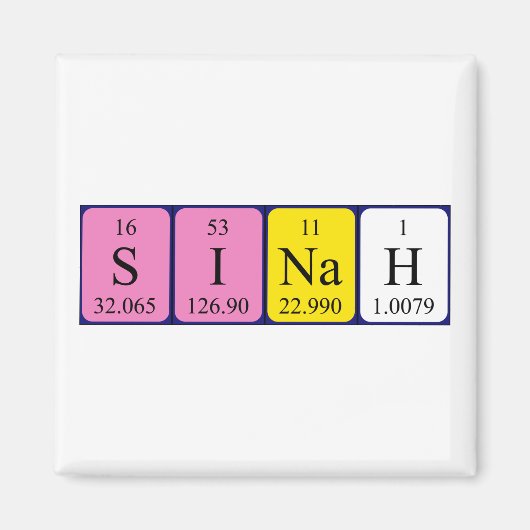 Sinah periodiek table name magnet (Voorkant)