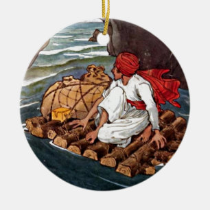 Sinbad the Sailor Shipwreck Treasure Illustration Keramisch Ornament
