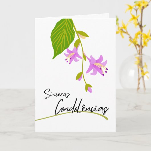 Sinceras Condolencias Sympathie Portugese Hosta Kaart (Gele Bloem)