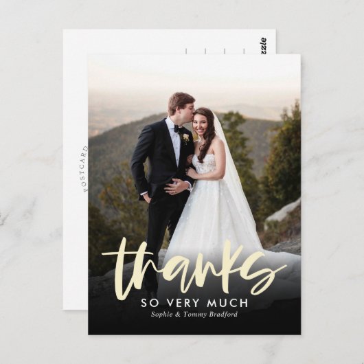 Sincere Bedankt Editable Color Dank u Briefkaart (Voorkant / Achterkant)