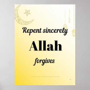 Sincere berouw tonen. Een islamitische wandkunst. Poster