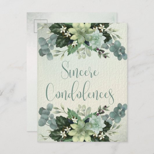 Sincere condoleances | Waterverf verf sappingen Briefkaart (Voorkant / Achterkant)