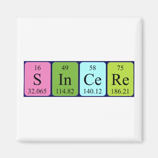 Sincere periodieke lijstnaam magnet (Voorkant)