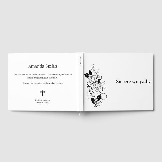 Sincere Sympathie Zwarte Bloemen Gastenboek (Volledig)