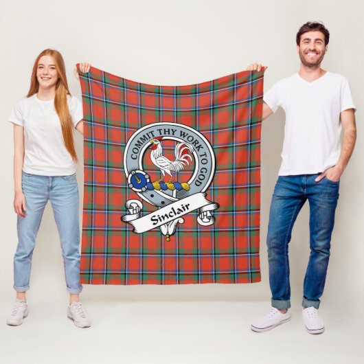 Sinclair Ancient Clan Badge Tartan Pset Fleece Deken (In situ)