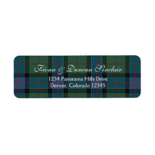 Sinclair Ancient Hunting Tartan Adreslabel Etiket