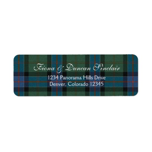 Sinclair Ancient Hunting Tartan Adreslabel Etiket (Voorkant)