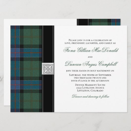 Sinclair Ancient Hunting Tartan Weddenschap Kaart (Voorkant / Achterkant)