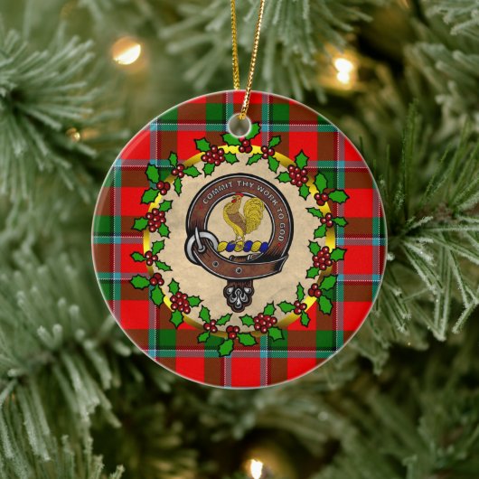 Sinclair Badge & Tartan Gepersonaliseerde Kerstmis Keramisch Ornament (Boom)