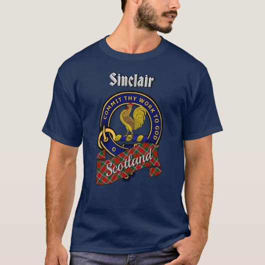 Sinclair Clan Badge & Tartan  T-shirt (Voorkant)
