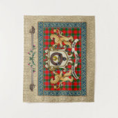 Sinclair Clan Badge & Tartan w/Lion Wandkleed (Voorkant)