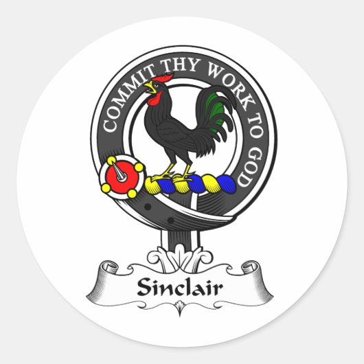 Sinclair Clan Crest Ronde Sticker (Voorkant)
